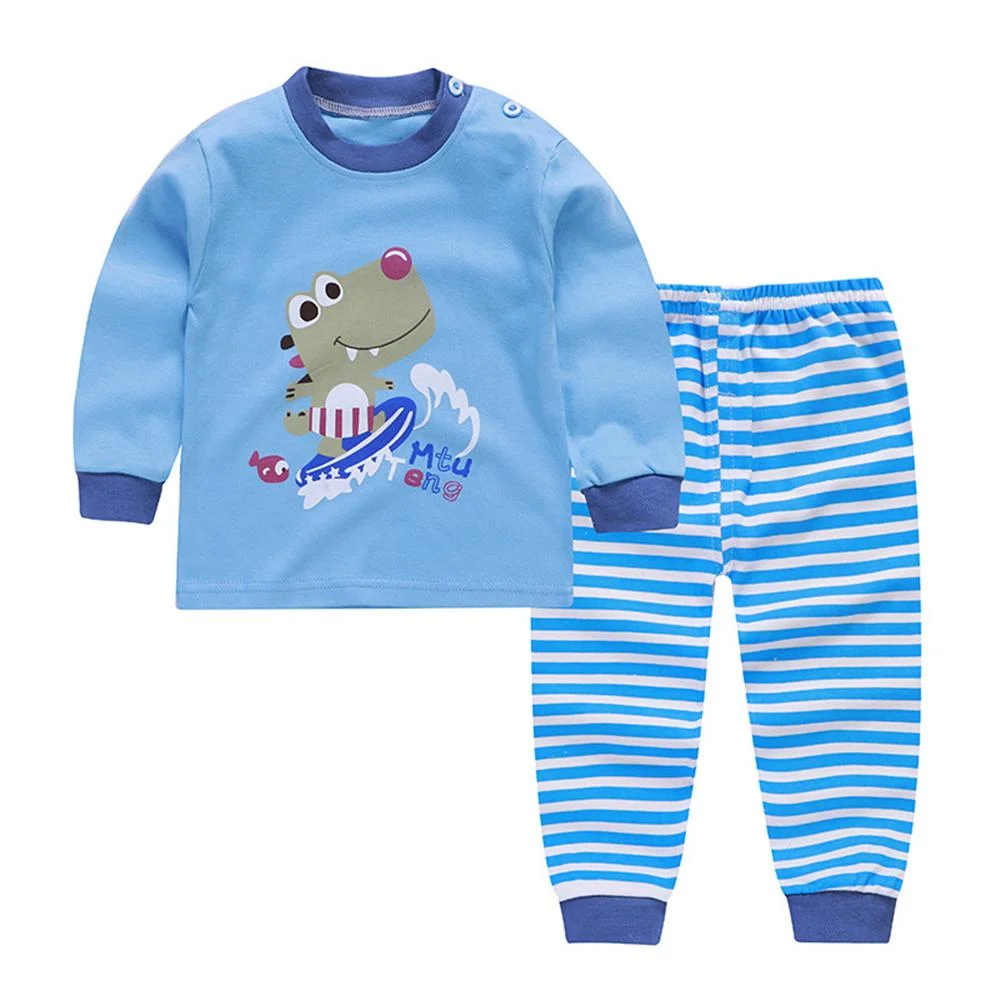 Kids 2PCS Ensemble de vêtements de nuit douce sous étiquette privée côtelée Pyjama coton bio Vêtements de bébé