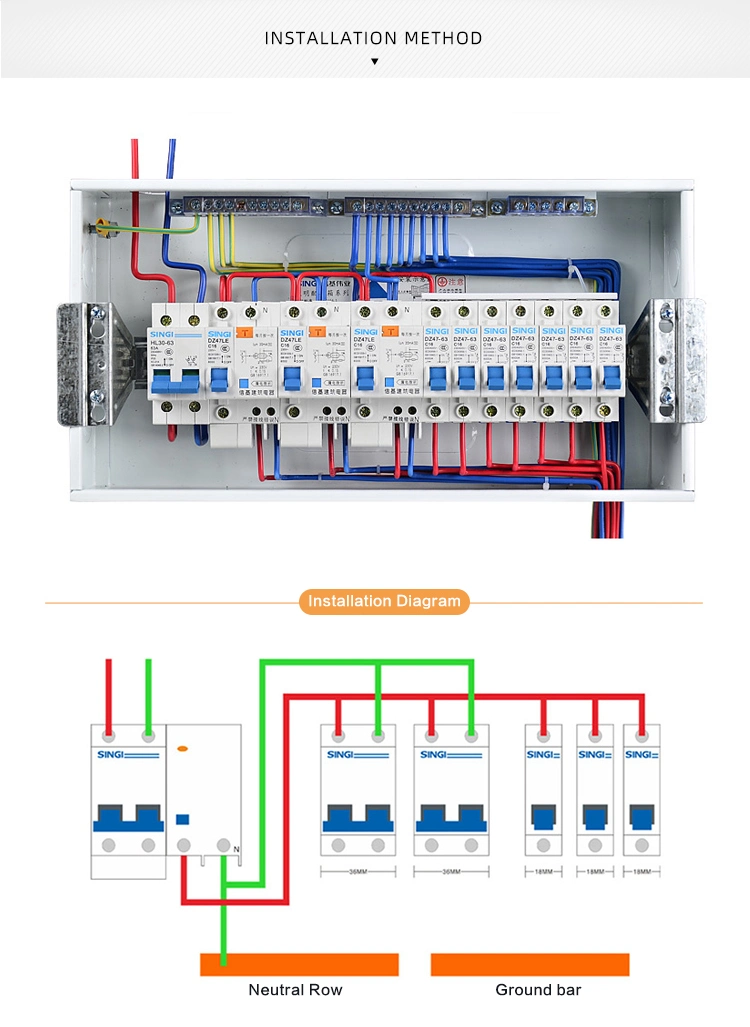 Singi Conventional 6ka Overload Protection 1p-4p Miniature Circuit Breaker with Cheap Price Dz47le-63