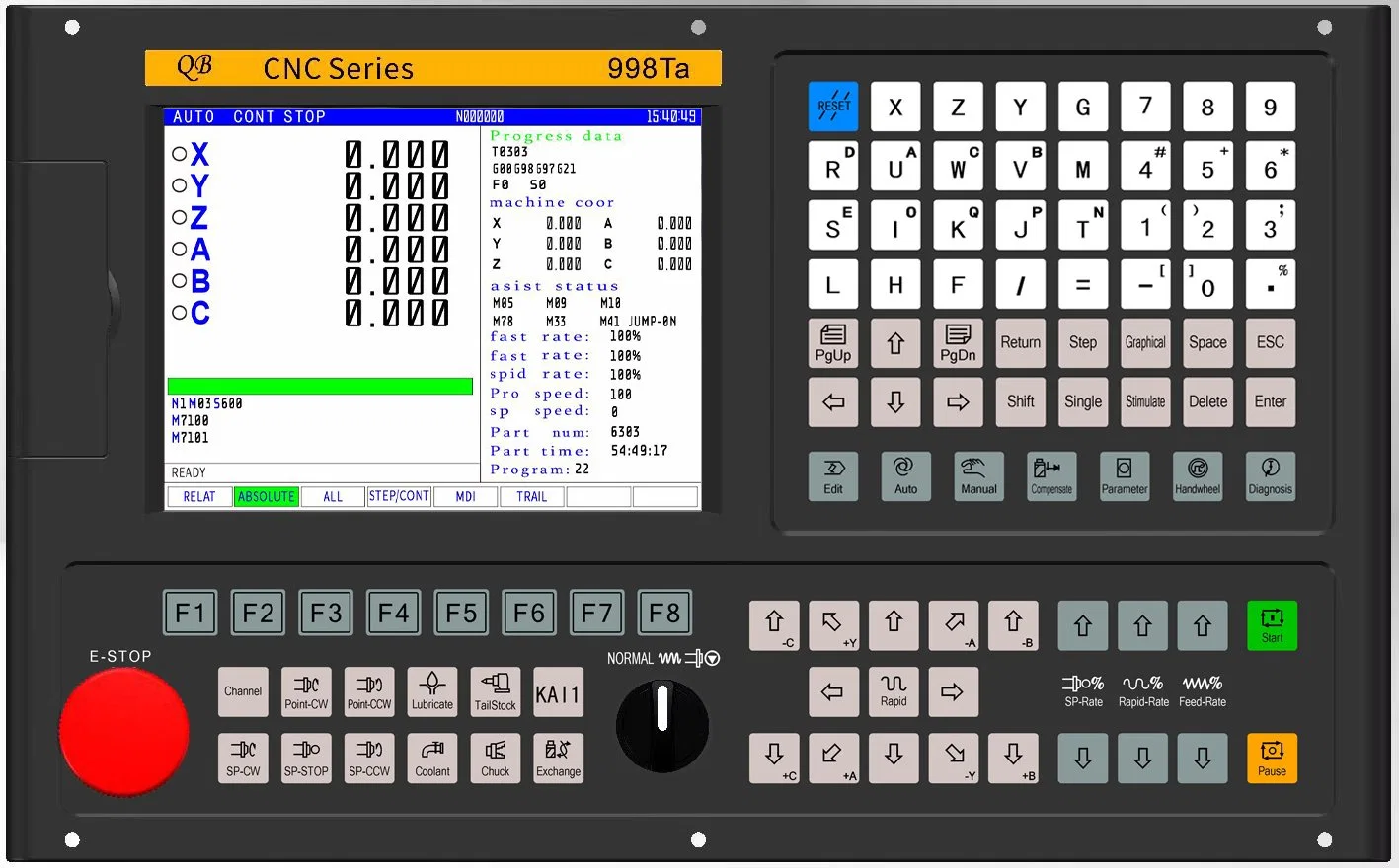 QB-998ta أقل سعر ممكن، والإنجاز المتقدم المتين اثنين المحور المطلق القيمة LaThe Cutting Control نظام مركز الدوران المؤازر CNC PLC وحدة التحكم