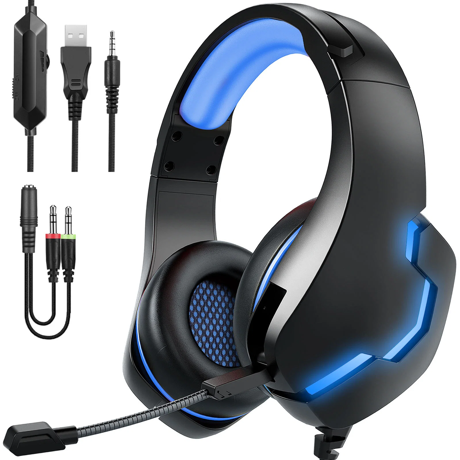 2022 New E-Sports Wired Gaming Headset Headphone with Microphone Colorful Glow LED Computer Headphones Earphone