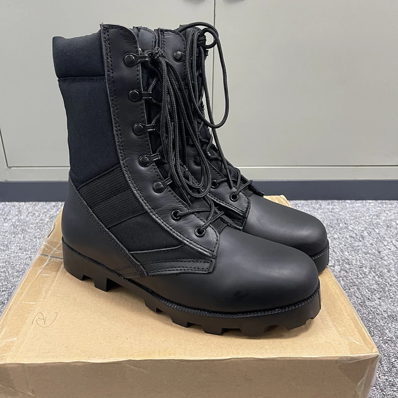 Side Zipper Genuine Leather Jungle Boots Tactical Military Army Boots