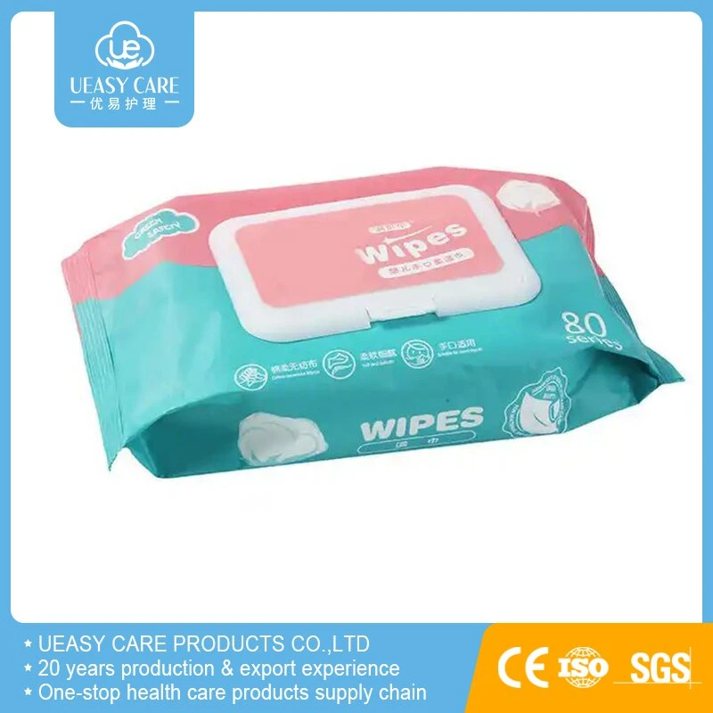 Bamboo Sanitation Baby Wet Wipes, 80PCS Biodegradable Wet Tissue for Babies Hands Cleaning