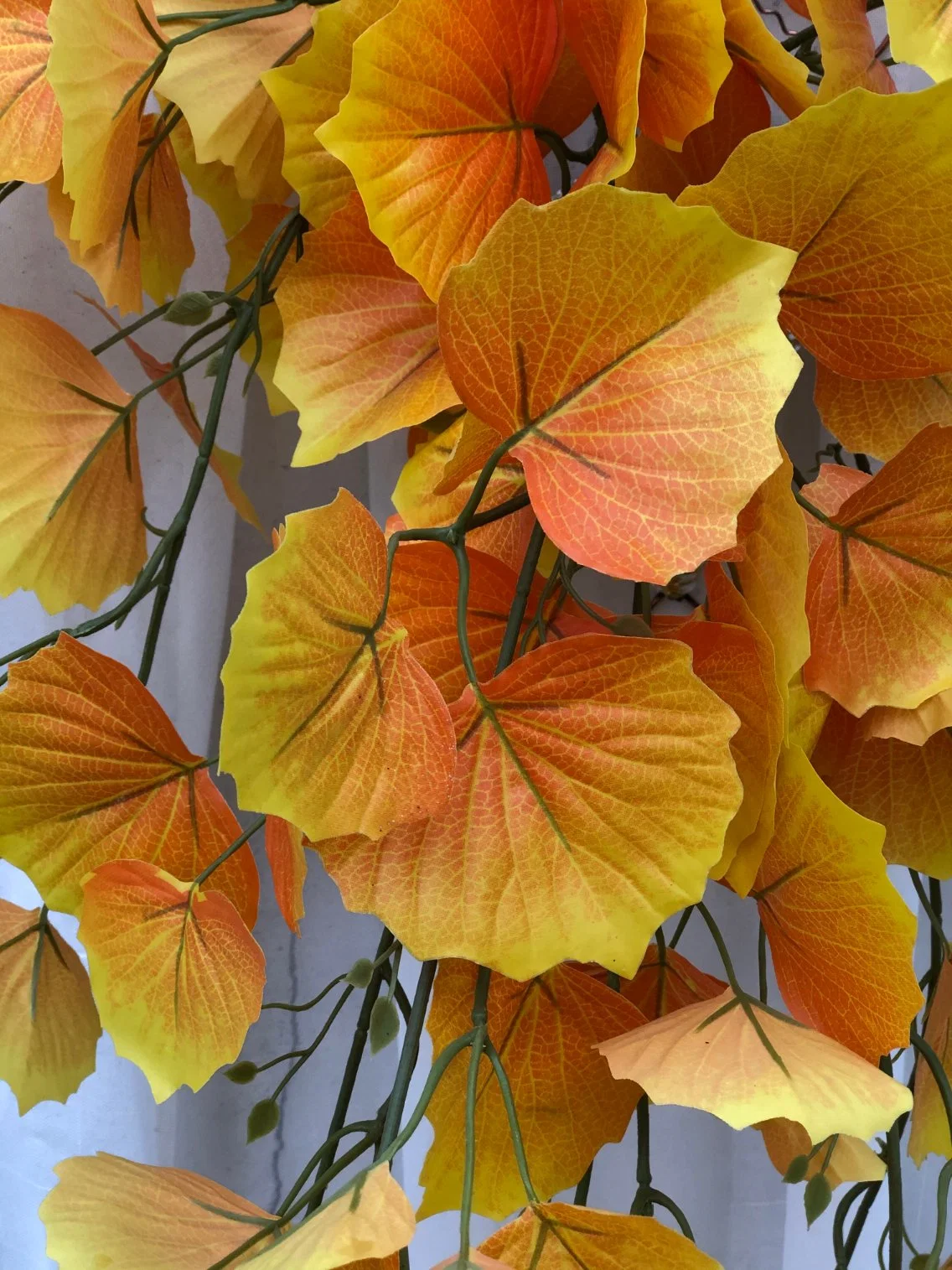 Indoor Decor Orange Maple Leaves Vine Faux Artificial Plant Hanging