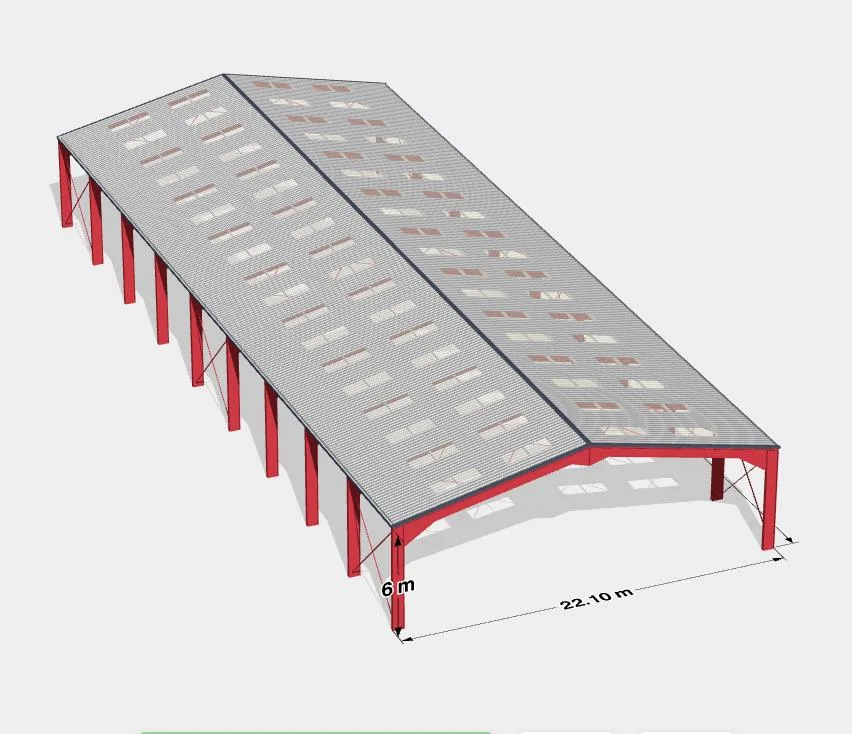 Europe Width (Span) : 24m, Height: 6m, Length: 18-60m, Prefab Light Frame Standard Steel Structure Farm Building / Warehouse with CE