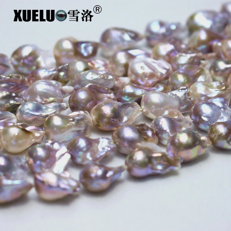 14-16mm AAA Quality Multicolor Natural Cultured Nucleated Baroque Pearl Strings (XL190002)