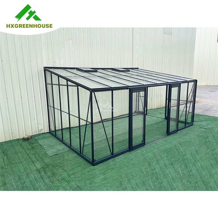 Última forma Hexagon de aluminio Perfil + vidrio templado de lujo invernadero Caminata de agricultura de bajo costo en Hothouse