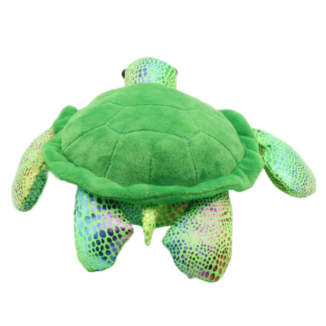 Custom 12" Kids Plush Turtle Toys Soft Tortoise Children Gift Green Stuff Animal Sparkly Sea Turtle with Black Eyes Baby Toy