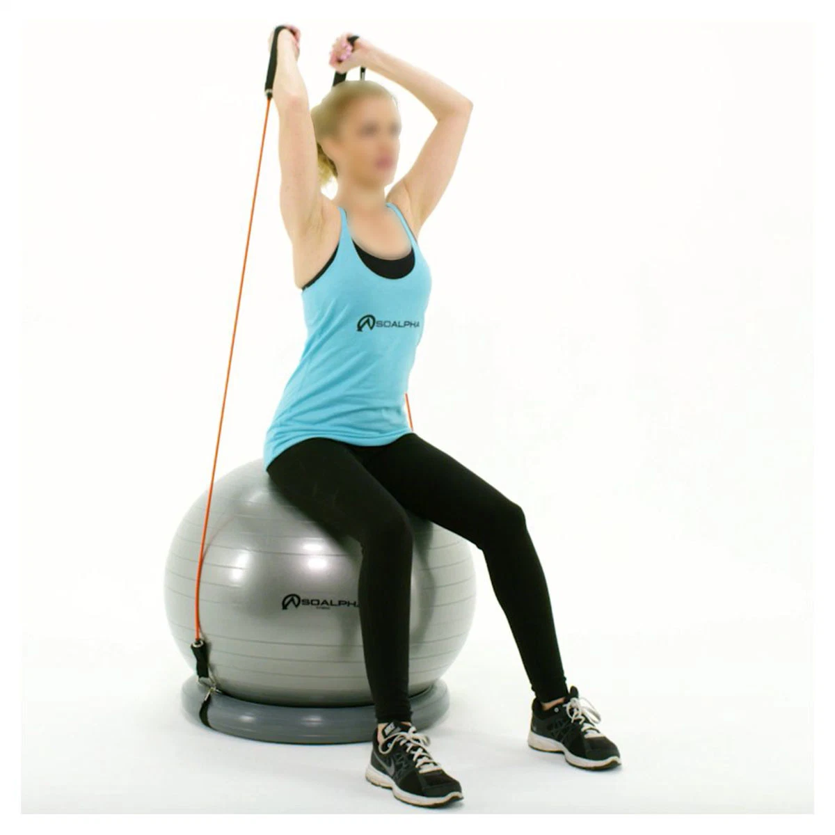 Yoga und Pilates Übung Ball Chair System 65 cm Ball mit Stability Base und Workout Widerstandsbänder für Fitness-Studio, Home oder Office Bl13023