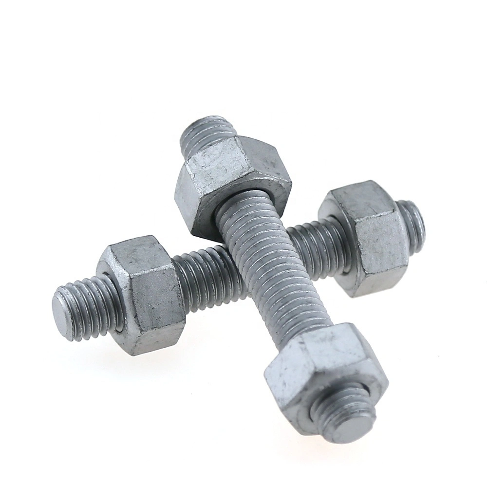 M3 M4 Galvanized Fasteners Threaded Rods Double End Stud Bolt