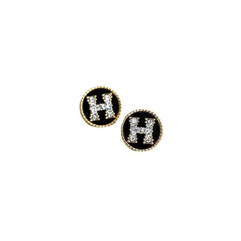 Letter H Zircon Statement Earrings Fashion Party Jewelry for Women Charm Girlfriend Gift