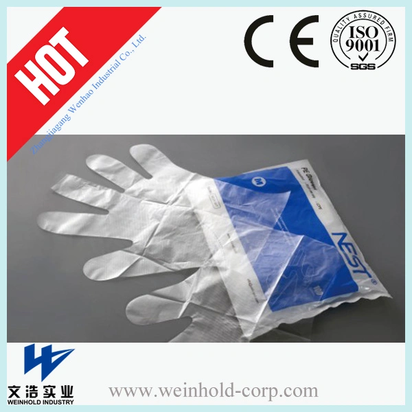 Medical impermeable de plástico desechable guantes de manipulación de PE