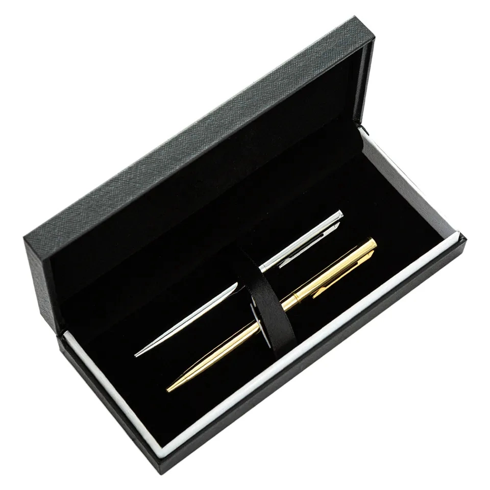 Caixa de oferta em pele PU de design personalizado de luxo para esferográficas Papel de marca caixas de canetas de cartão para oferta empresarial