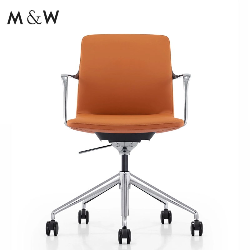 M&W Traditional Commerical Furniture Swivel Leather Staff Chair Reception Visitor Chair