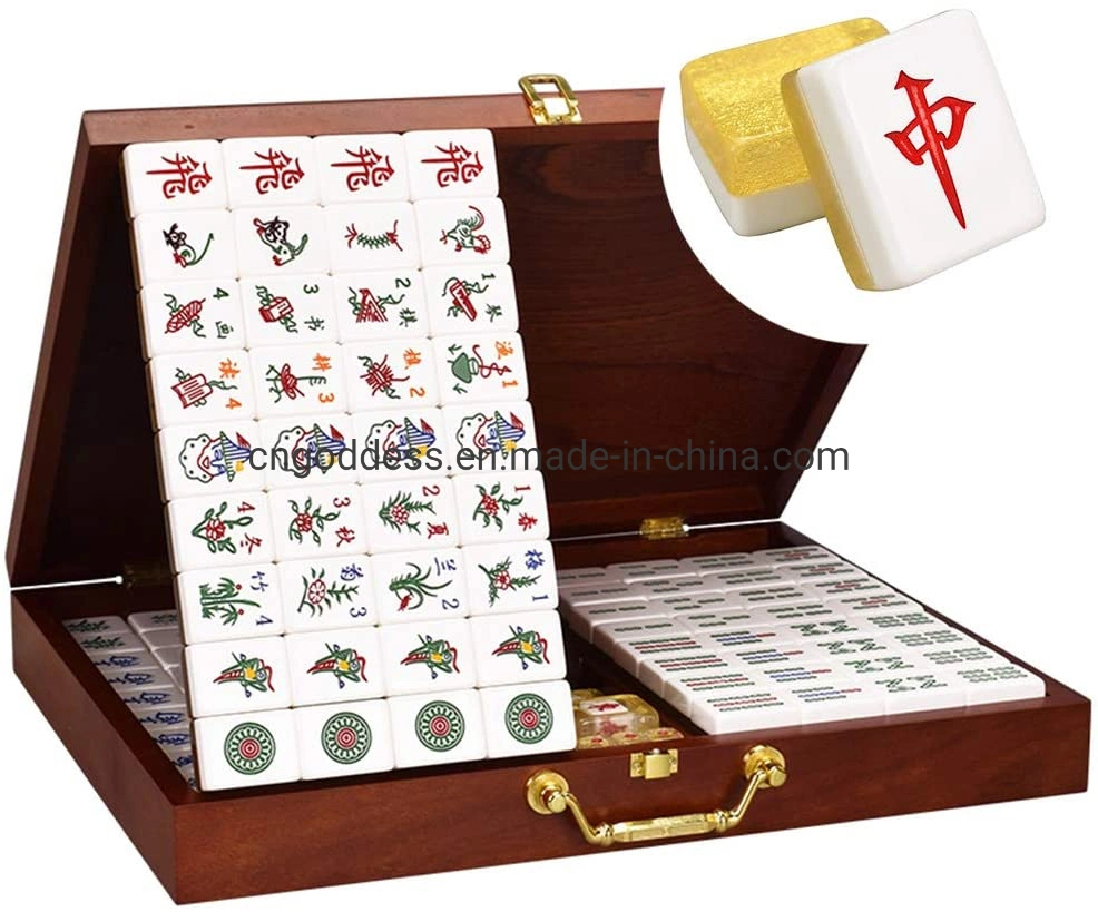 Versión tradicional China Juego Mini Mahjong Set Portable 144 Tiles Material acrílico