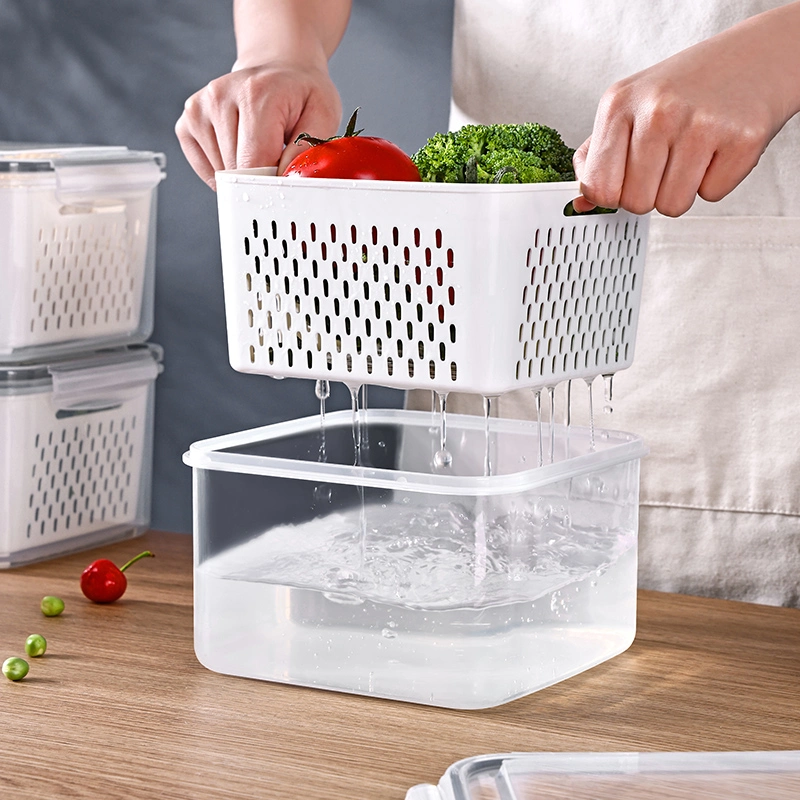 Reusable Food Storage Container Set with Fruit Basket Preservation Box, Kitchen Set with Plastic Cover Preservation Box Crisper