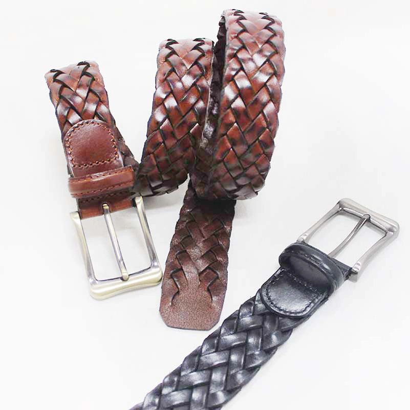 Men Women Custom Classic Woven Belt Jeans Leather Braided Belt