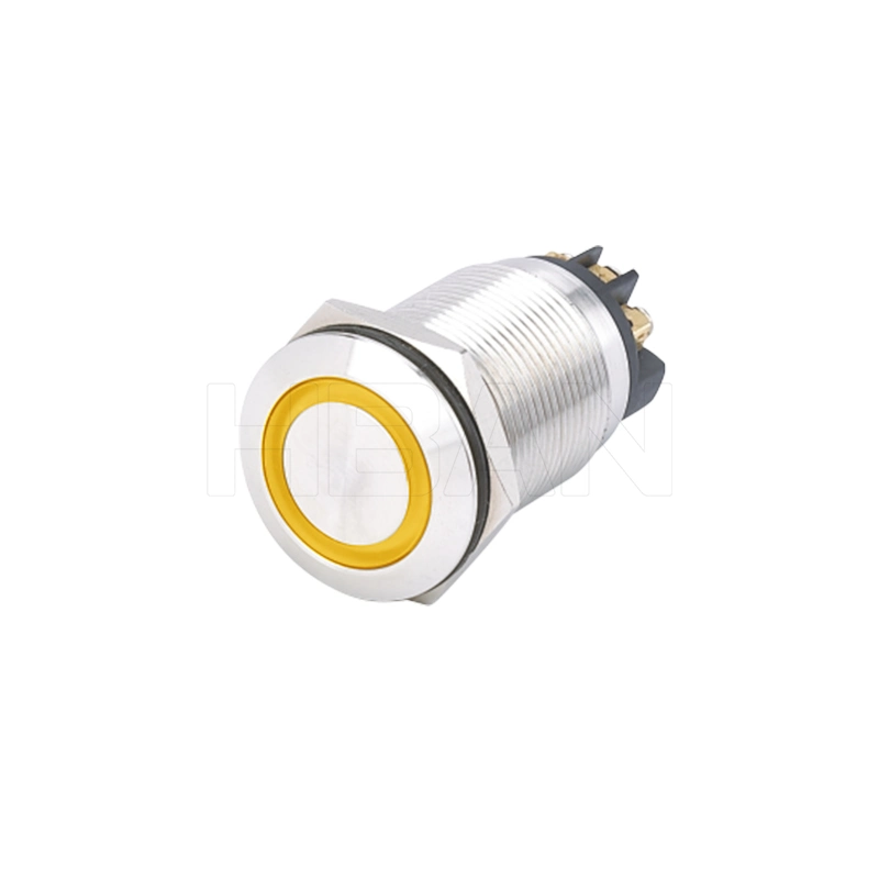 Restablecer el anillo LED iluminado Spdt con el botón de inserción de acero inoxidable de 19mm interruptor on/off