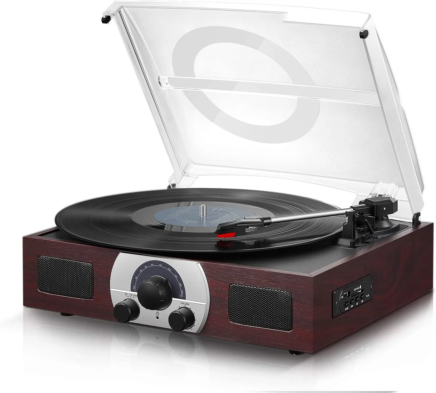 3-Speed (33 1/3, 45, 78 RPM) FM/Am Retro Turntable Record Player