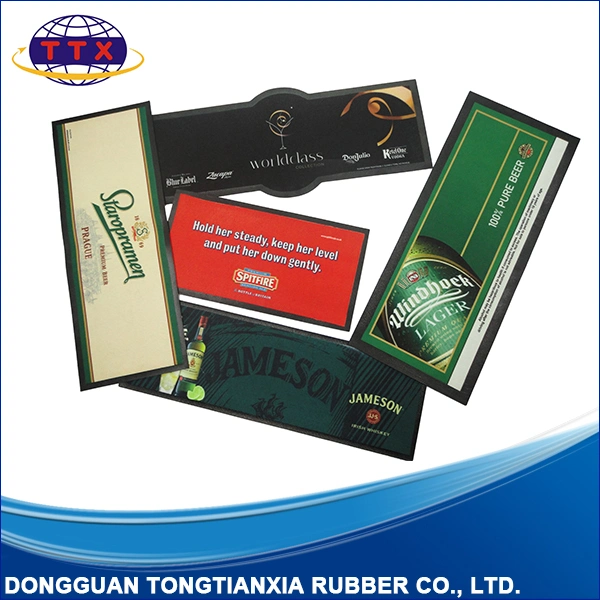 Promotional Custom Printing Felt Top Nitrile Rubber Bar Mat