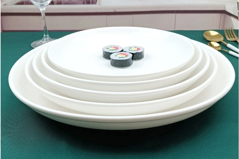 Assiette à soupe de céramique 6"7"8"9"10"11"12"14"16"18" de la plaque en céramique blanche de l'hôtel Four Logomicrowave imprimable disponible