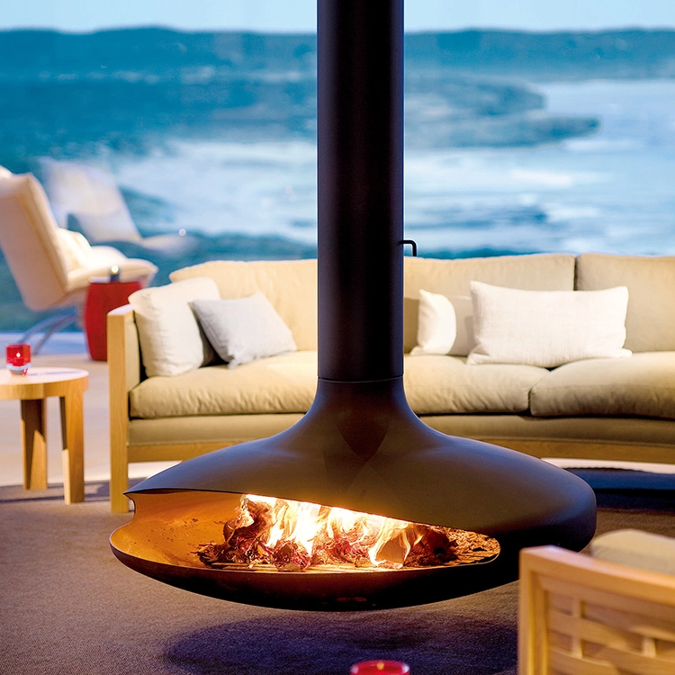 Roof Mounted Cocoon Firepit Hanging Suspended Ceiling Fireplace Corten Steel Freestanding Outdoor Fireplace