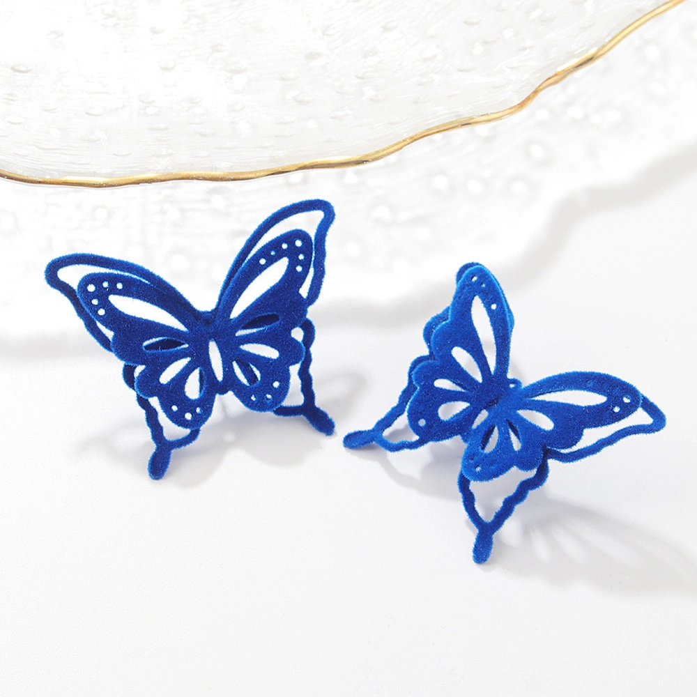 Fall and Winter Velet Fashion Love Bow Klein Blue Flocking Series Earrings