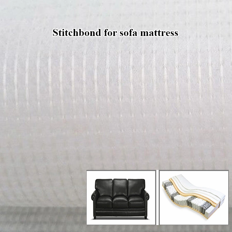 Polyester Non Woven Stitchbond Fabric RPET Stitch Bonded Nonwoven Fabric for Sofa/Mattress