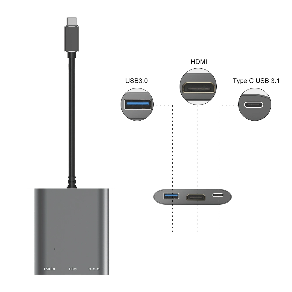 Алюминиевый концентратор UHP3402 HDMI 4K USB C Gen 2