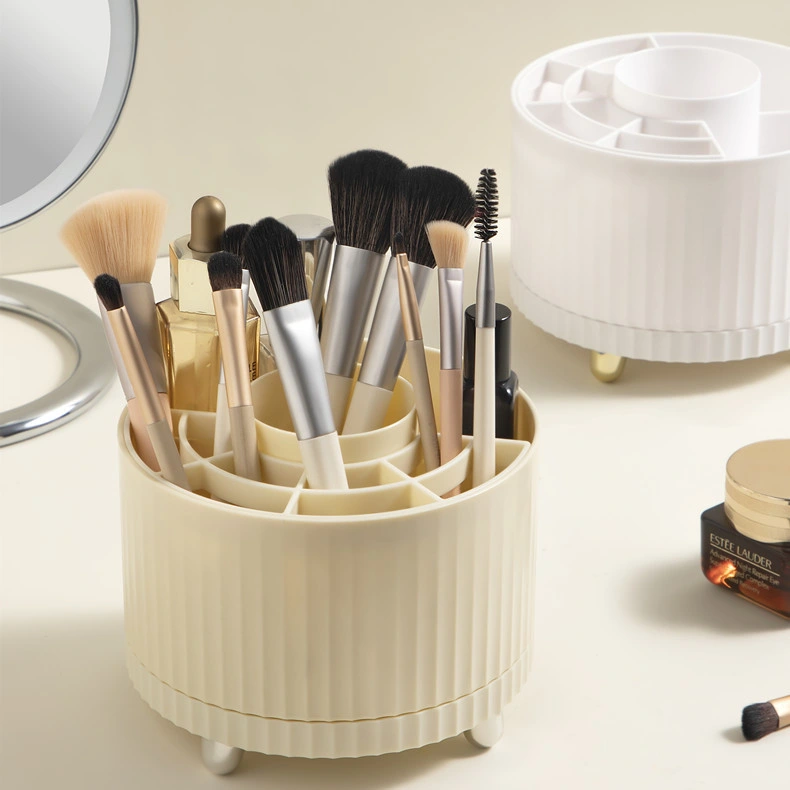 Rotating Makeup Brush Storage Bucket Desktop Pen Holder Dressing Table Red Eyebrow Pen Eye Shadow Scattered Cosmetics Storage Box