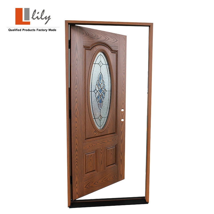 Professional Factory Waterproof Eco-Friendly Wooden Plastic Panel Modern Design Exterior FRP Door