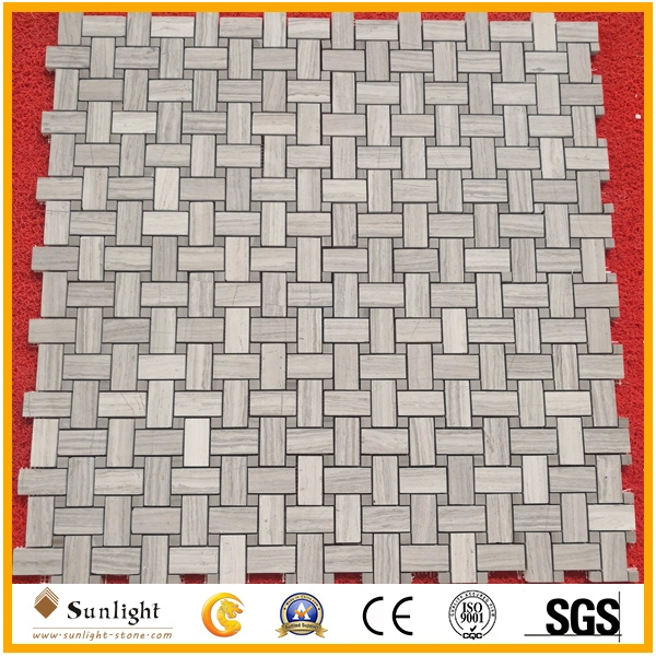 Hot Sale Natural Stone Wood Vein White Marble Mosaics with Flat, Hexagon, Chevron, Lantern, Rhomboid Shape for Bathroom /Wall Tile