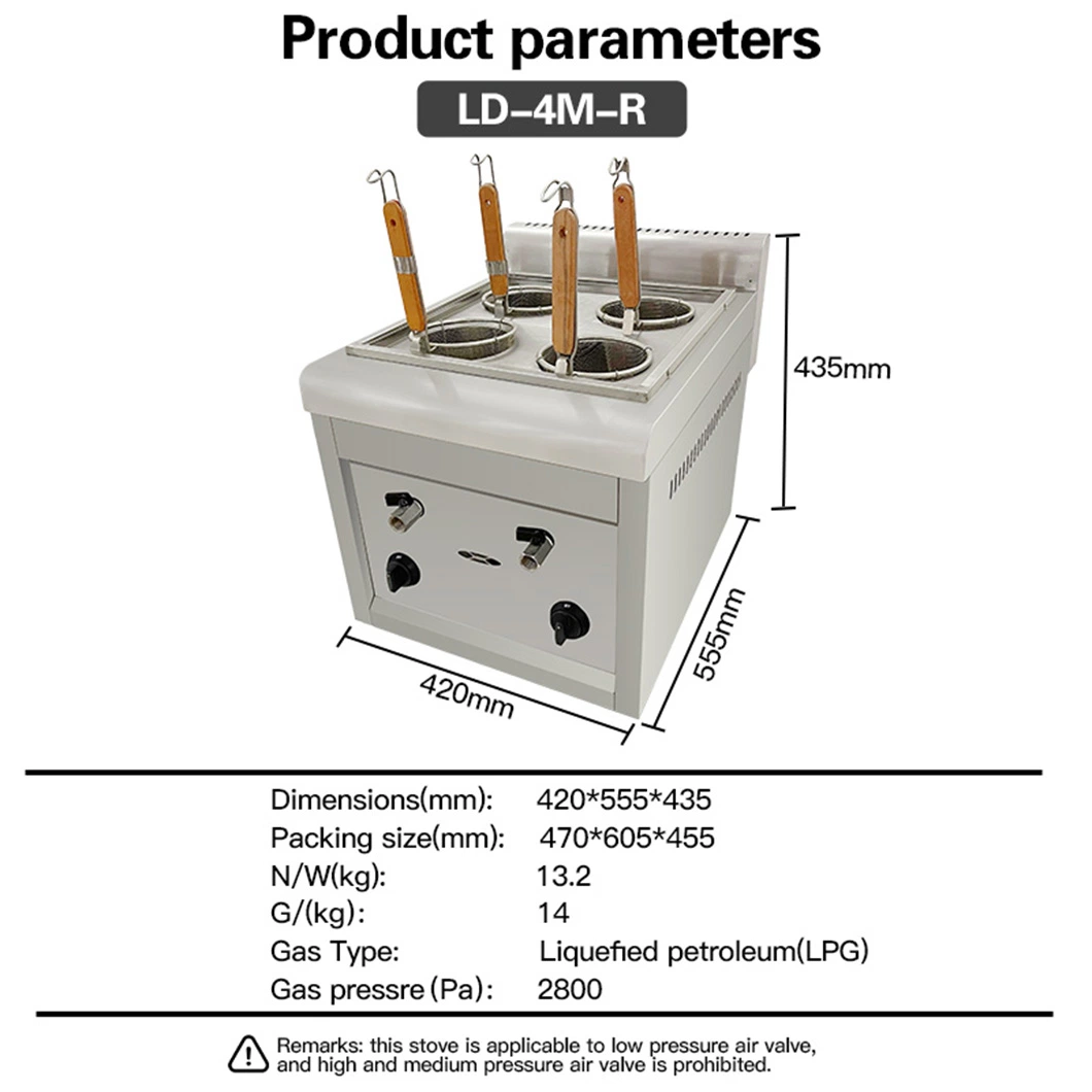 Lida 4M-R de la máquina de cocinar fideos encimera de gas de la placa de4 La Pasta Cocina