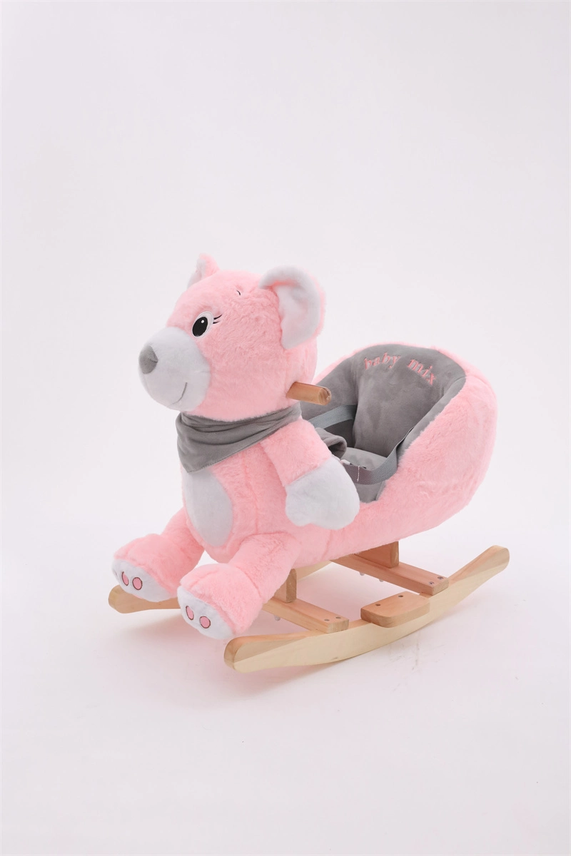 OEM ODM Plush Baby Wooden Rocking Animal Chair Kids Children Ride Toy christmas Gift