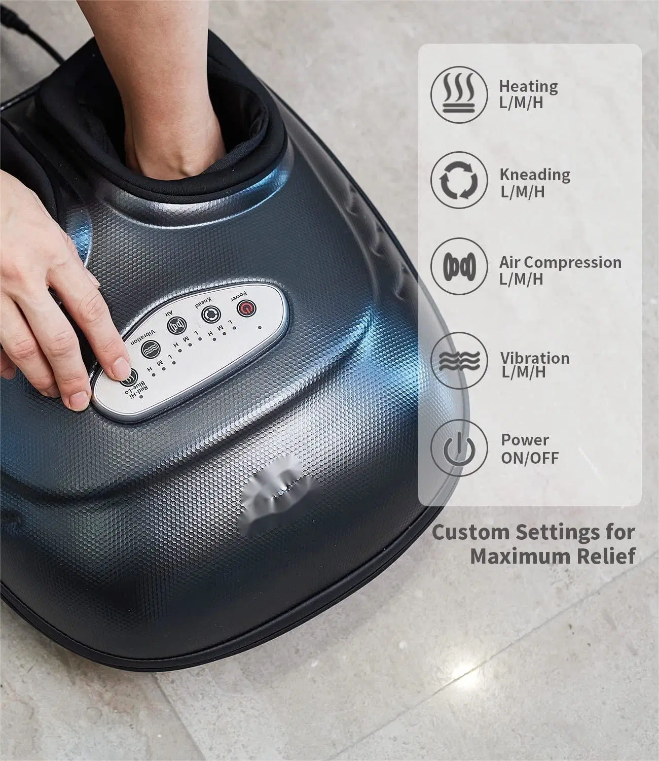 Shiatsu Foot Massager Machine with Soothing Heat, Deep Kneading Therapy, Air Compression, Improve Blood Circulation