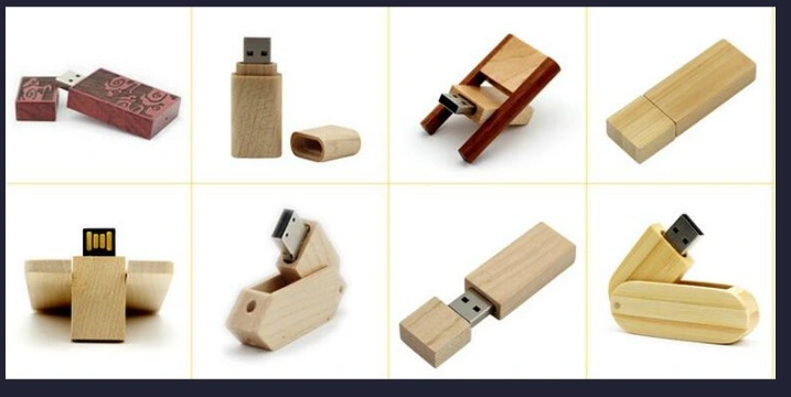 El logotipo del fabricante de madera de muestra gratuita de una unidad flash USB 8G