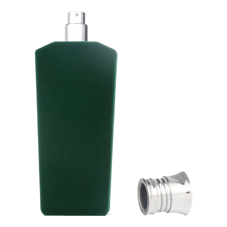 Frasco de 100 ml de alto desempenho com tampa prateada brilhante, antiga Frascos de perfume para venda onde comprar uma bomba atomizadora vazia Frascos de Perfume verdes