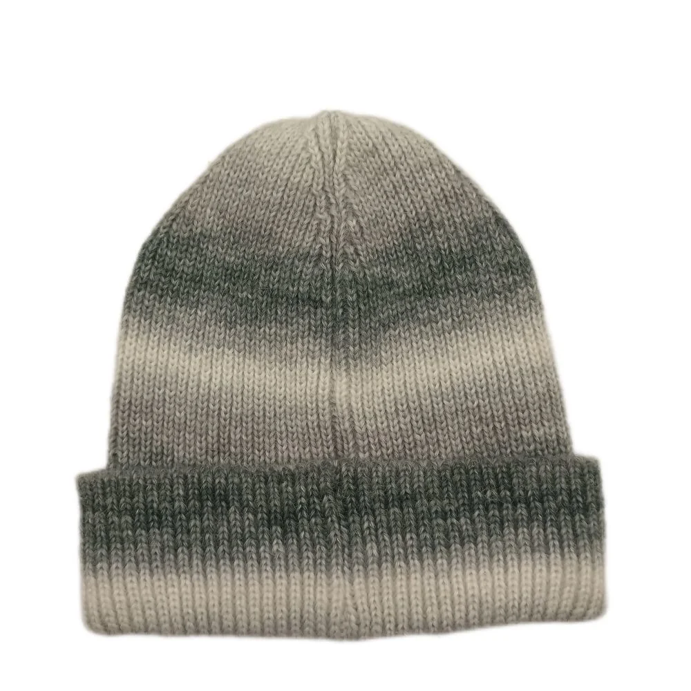 Adult Unisex Wool and Recycled Polyester Spin Dye Gradient Color Knitted Beanie