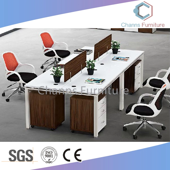 Popular Office Wooden 4 Seats Divider Linear Workstation with Cabinet (CAS-W31474)