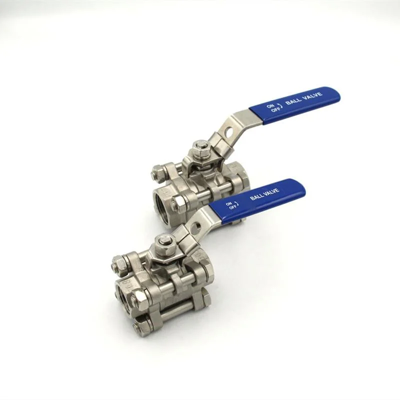 3PC Stainless Steel Internal Thread Water Pipe NPT Flange Floating Ball Valve with Lock Hande