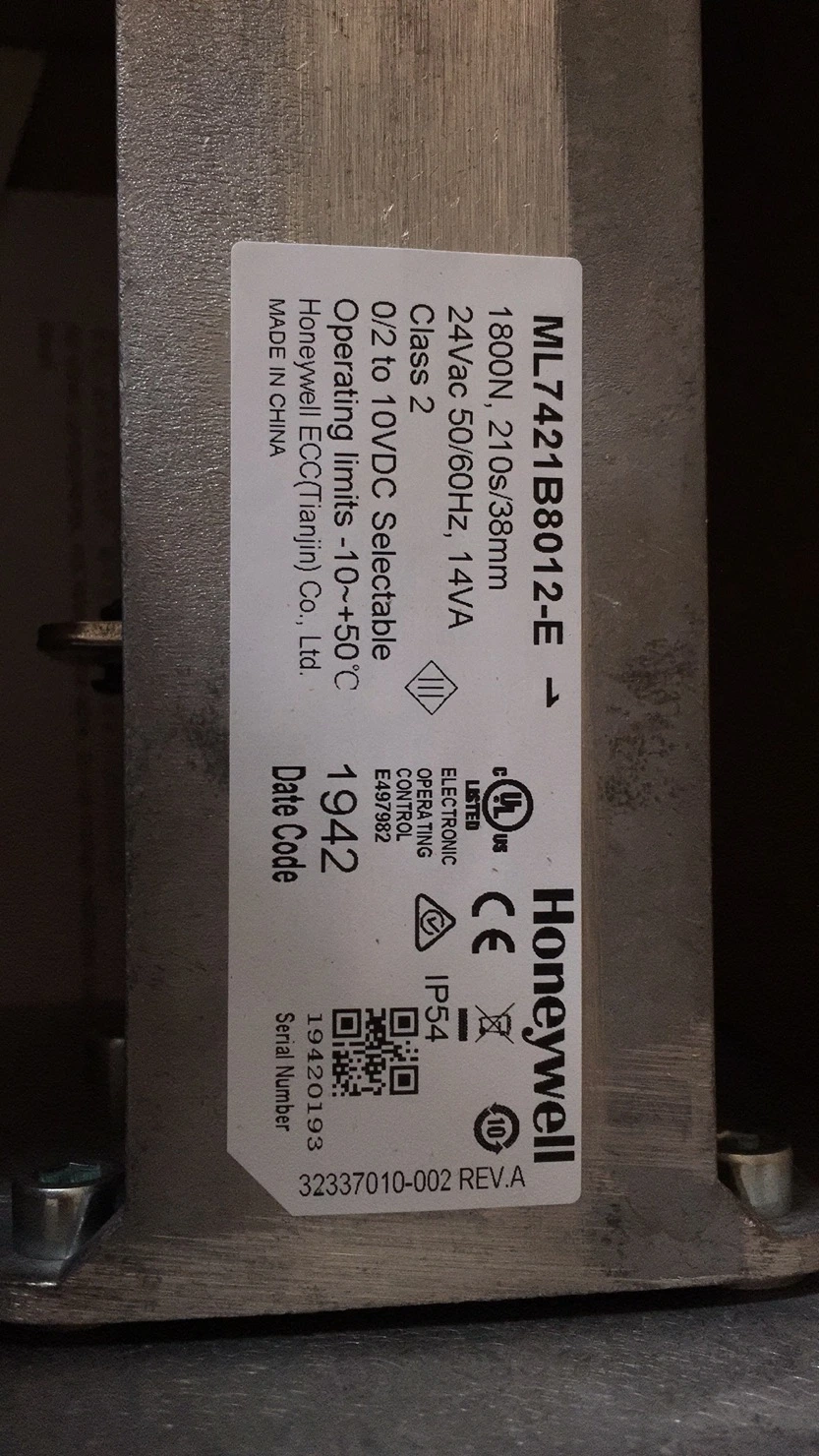 Ml7421b8012e 24V 0-10VDC Actuadores de válvula lineal eléctricos sin retorno por resorte