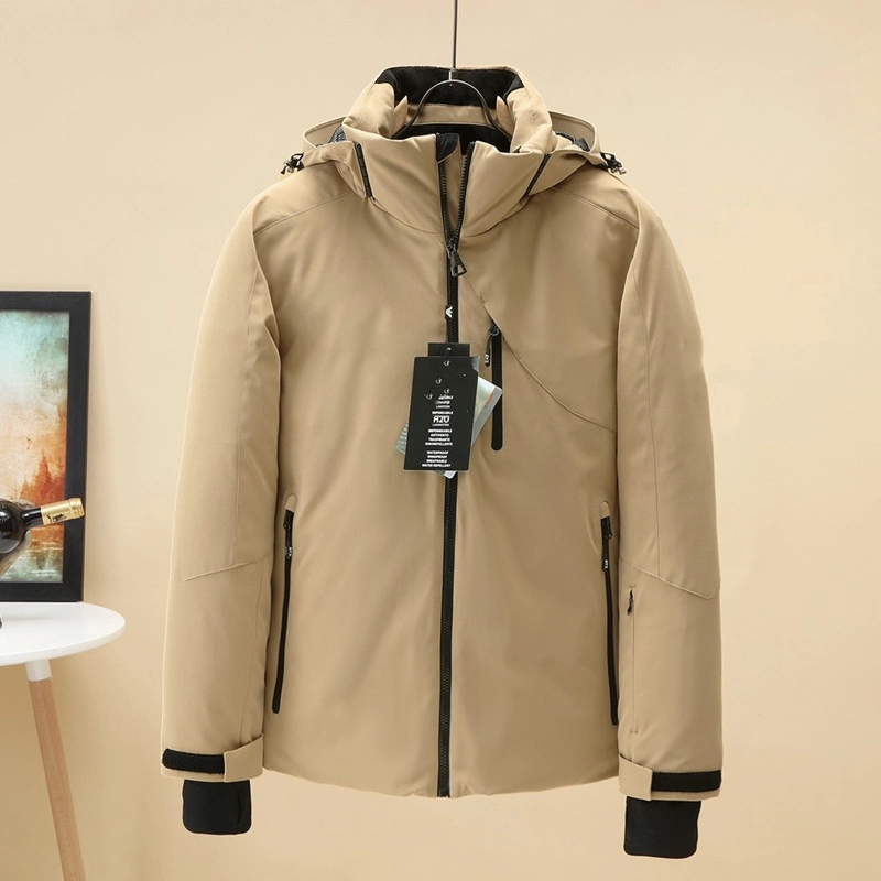 Chaqueta de plumón de pato blanco con capucha para hombre de invierno Impermeable capa de nieve para caminatas Camping esquí