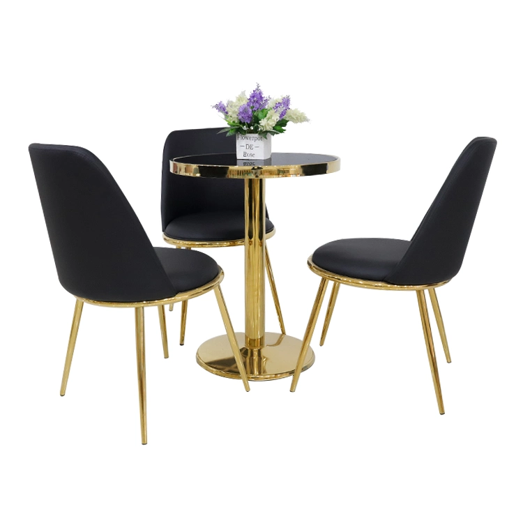 Restaurant Golden Cafe Table and Chairs Visitor Room Coffee Round Table Center Tea Table Set