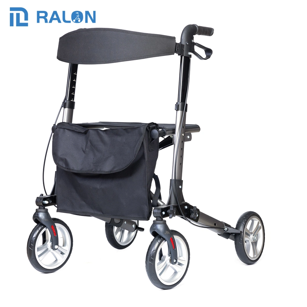 Custom Logo Lightweight Aluminum Adult Folding Upright Rollator Walker