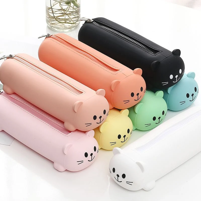 Cute Animal Portable Silicone Zipper Pencil Cases& Bags