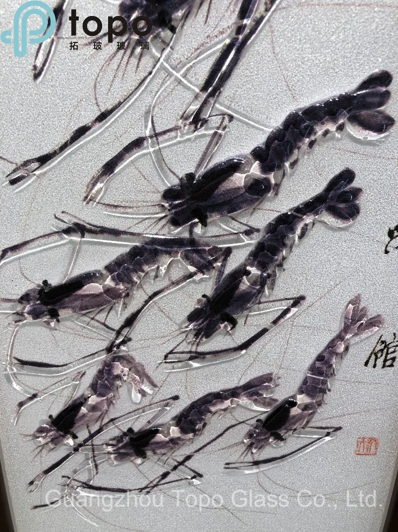 Chinês temperado profunda Pintura em vidro esculpidas D001-2-004)