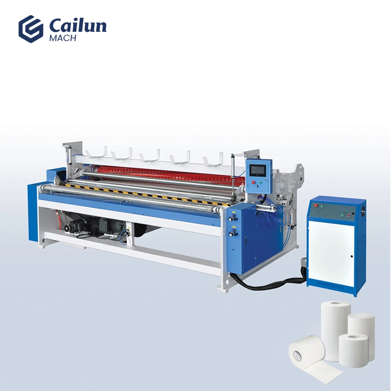 Máquina automática de alta velocidad para la fabricación de papel higiénico para pequeñas empresas con línea completa de corte y rebobinado.