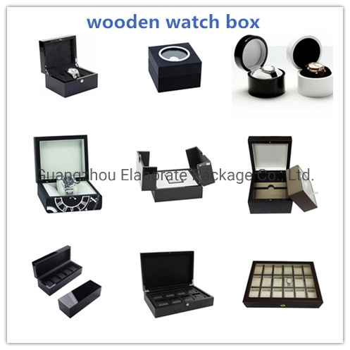 Superior Mens Glossy Polished Black Lacquer Wooden Single Watch Gift Case Box with Pillow