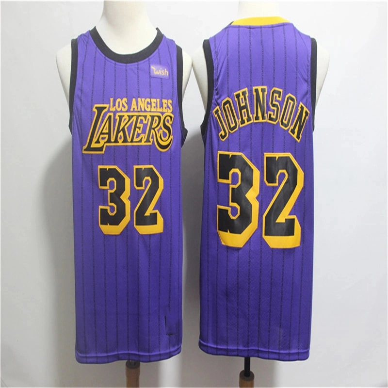 Barato la Lakers Ball López Johnson Rondo Camisetas de baloncesto cosidas