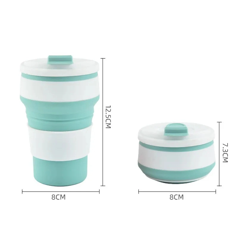 Wholesale/Supplier Reusable Foldable 350ml Silicone Folding Rubber Drinking Collapsible Travel Silicone Coffee Cup