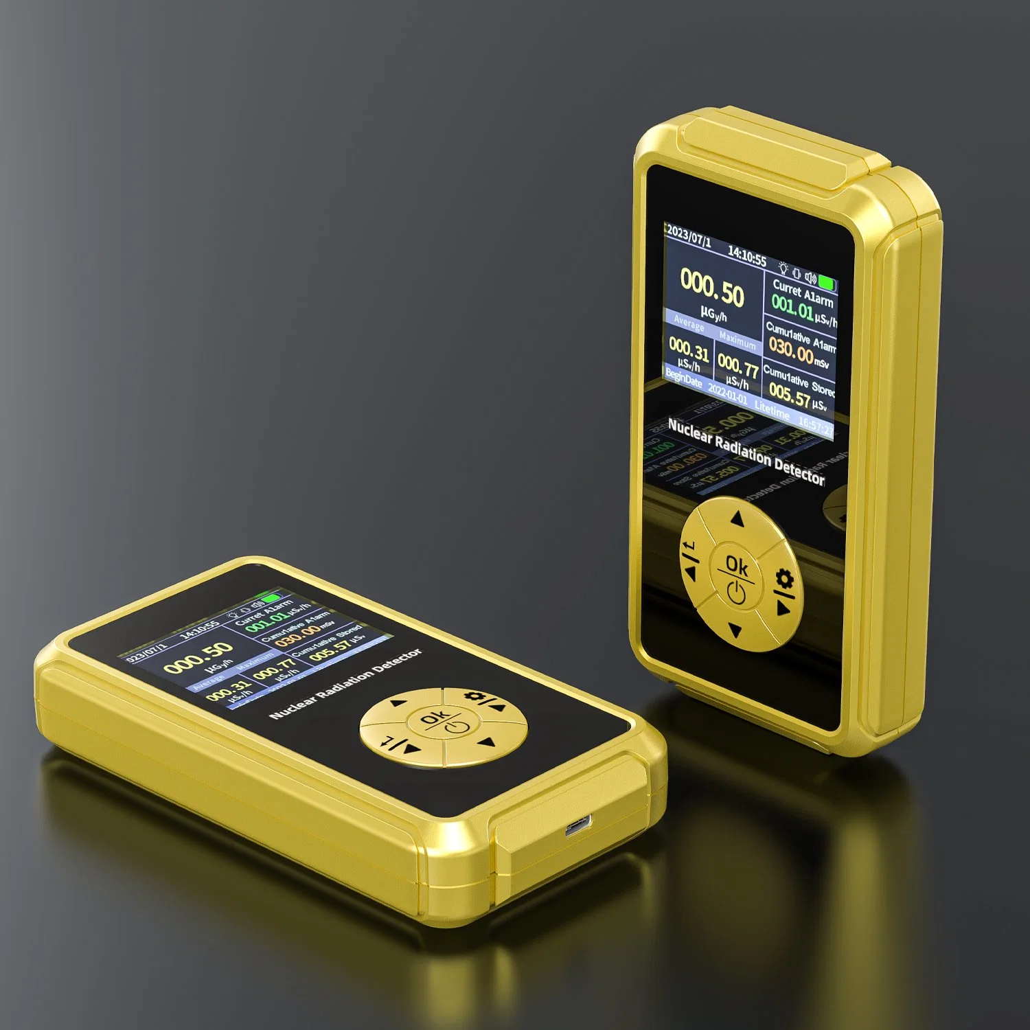 New Model Gold Safety Protection X Y and B Rays Nuclear Food Radiation Meter Detector Dosimeter Geiger Muller Counter Radiometer for Radiation Measurement